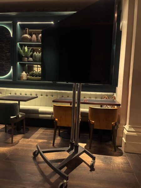 65 inch conference screen hire cardiff on mobile trolley stand
